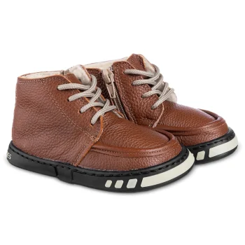 Ghete barefoot copii imblanite piele naturala Magical Shoes maro