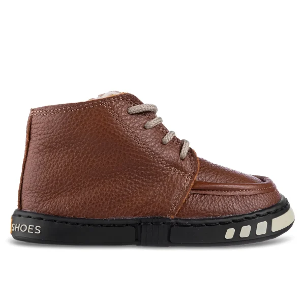 Ghete copii imblănite maro piele naturala barefoot Magical Shoes Takin