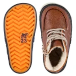 Ghete copii imblănite maro piele naturala barefoot Magical Shoes Takin
