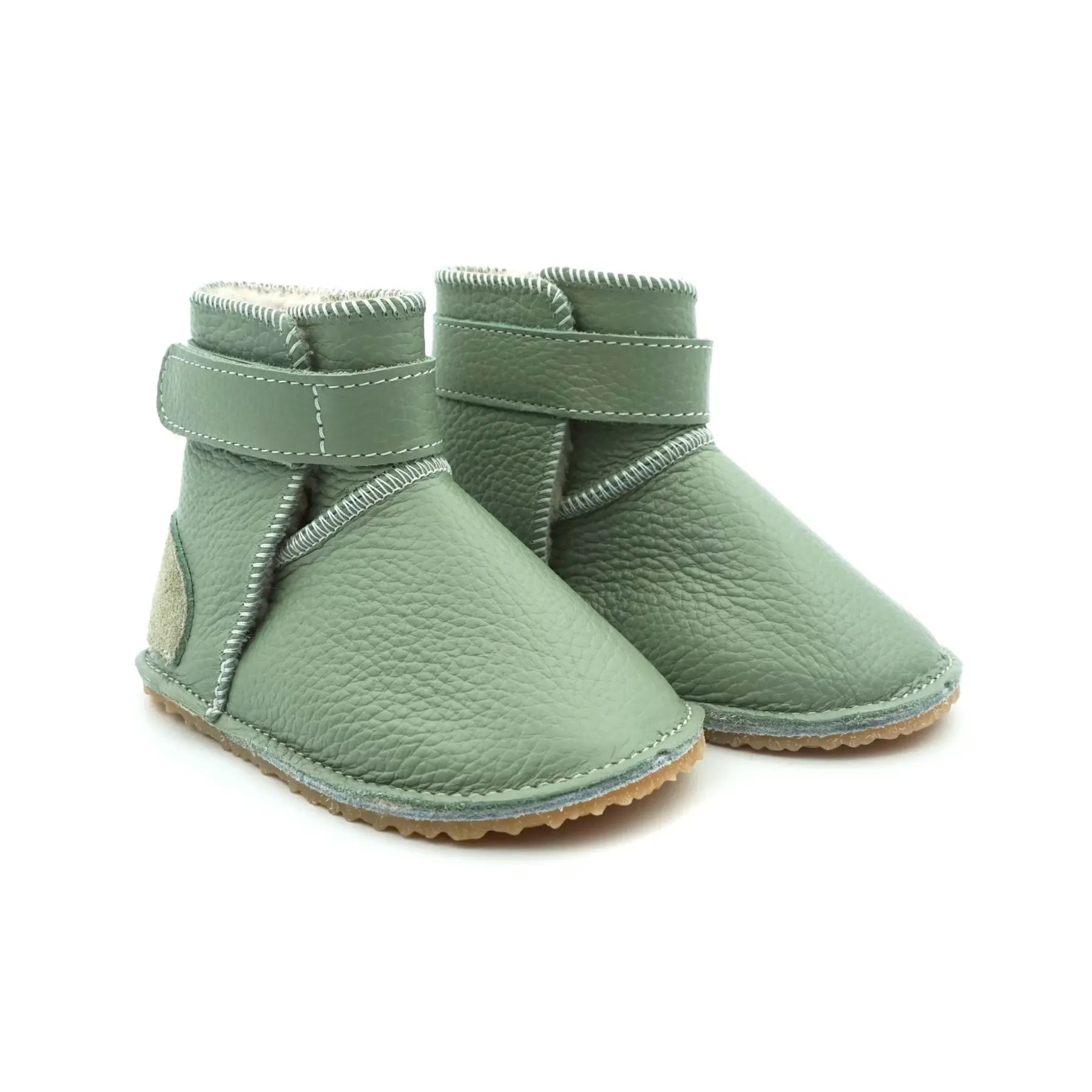 Macco Cizme imblanite bebe verde din piele naturala cu blana de oi Macco Cizme imblanite bebe verde din piele naturala cu blana de oi