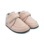 Macco ghete copii fetite piele naturala barefoot roz cu brant detasabil din lana primii pasi