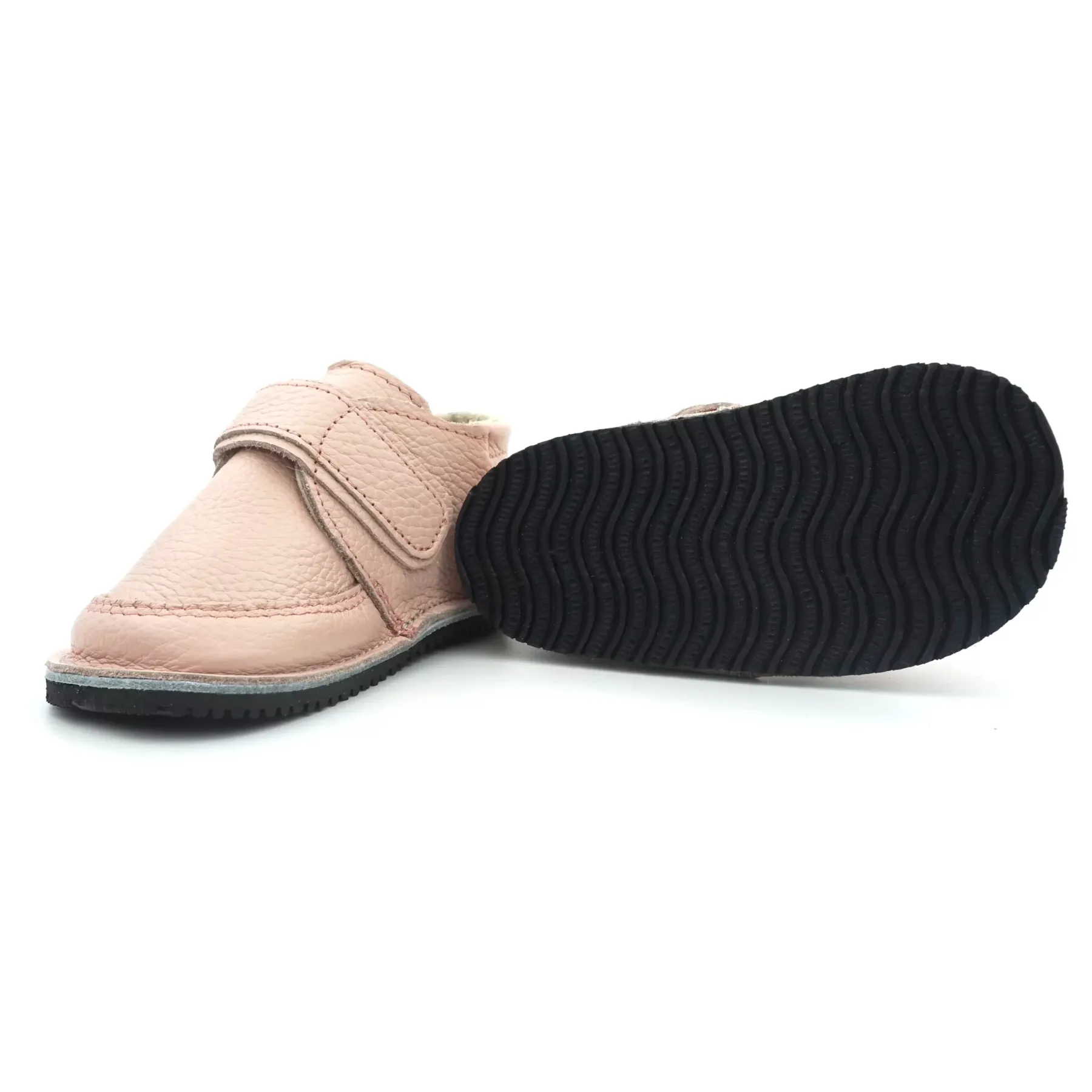 Macco ghete copii roz cu branț detașabil din lână piele naturală barefoot primii pași Macco ghete copii roz cu branț detașabil din lână piele naturală barefoot primii pași