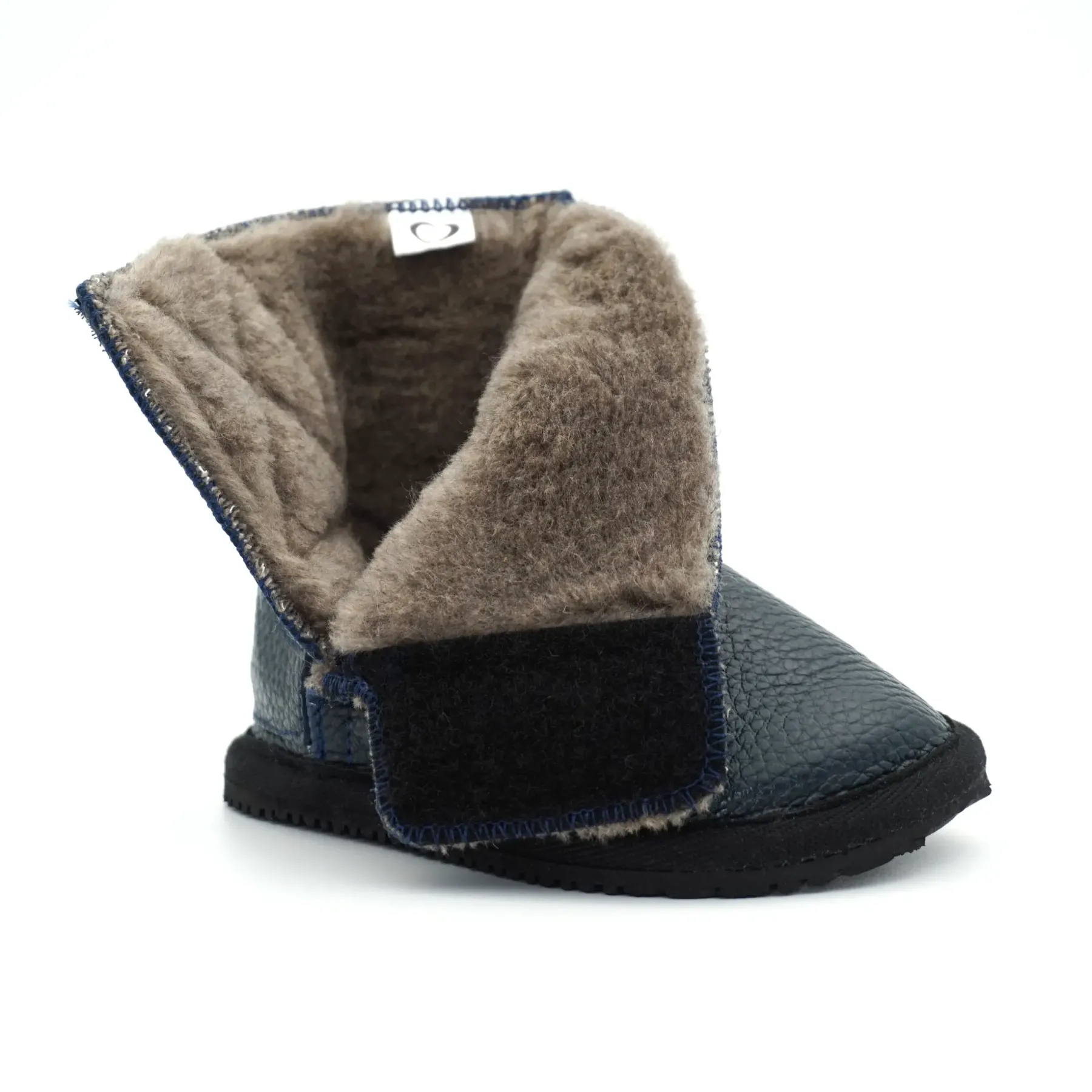 Macco cizme imblanite copii piele naturala lana barefoot primii pasi albastru Macco cizme imblanite copii piele naturala lana barefoot primii pasi albastru