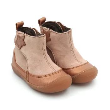 Cizme imblanite fete bebe copii piele naturala iarna Weestep Crem Maro