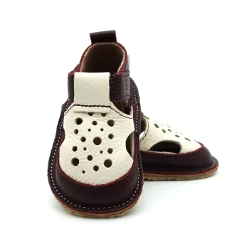 sandalute copii macco sandale barefoot copii primii pasi fete baieti bebelusi piele naturala grena crem