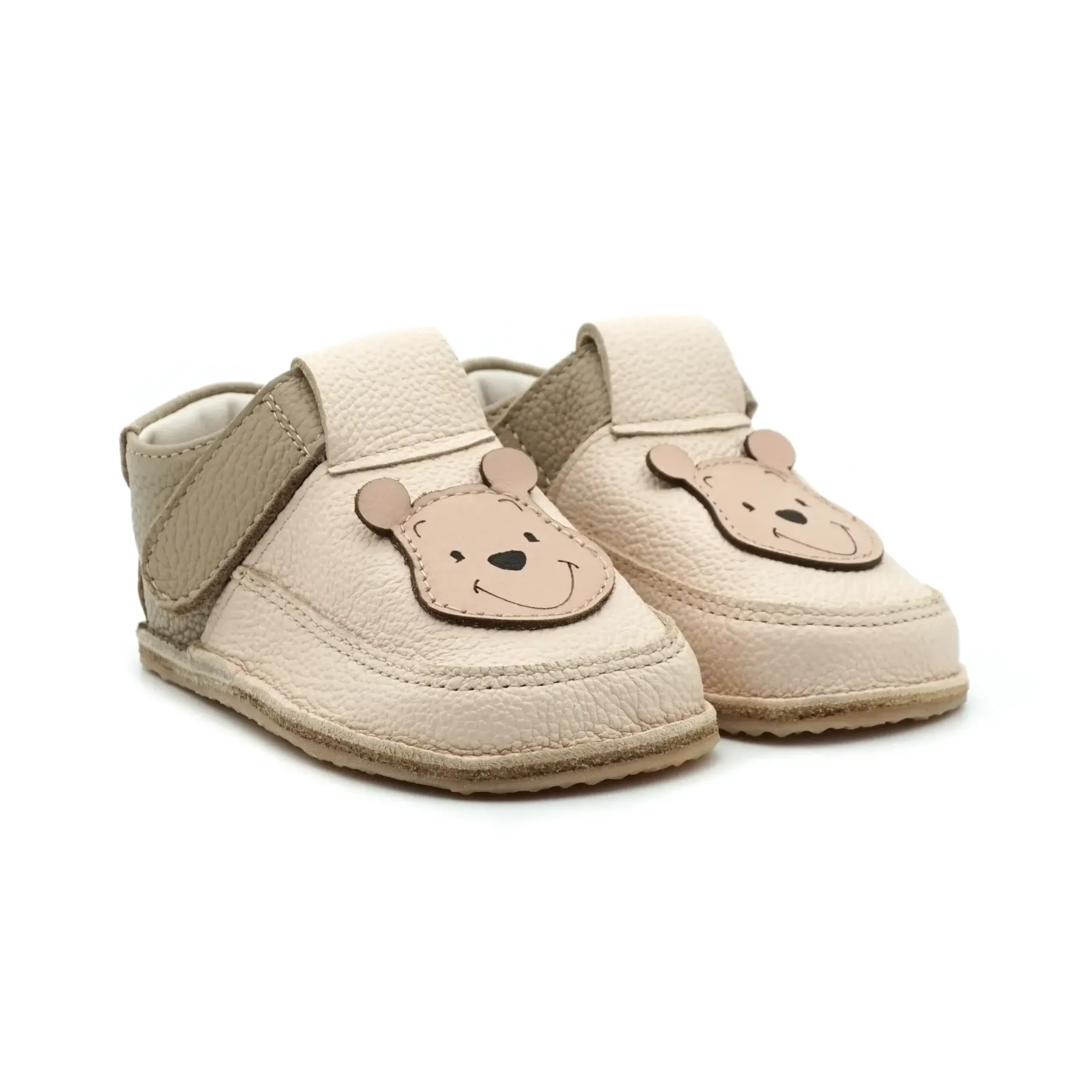 Papucei Pantofi Barefoot Primii Pasi bebe copii baieti fete maro crem ursulet winnie pooh Papucei Pantofi Barefoot Primii Pasi bebe copii baieti fete maro crem ursulet winnie pooh