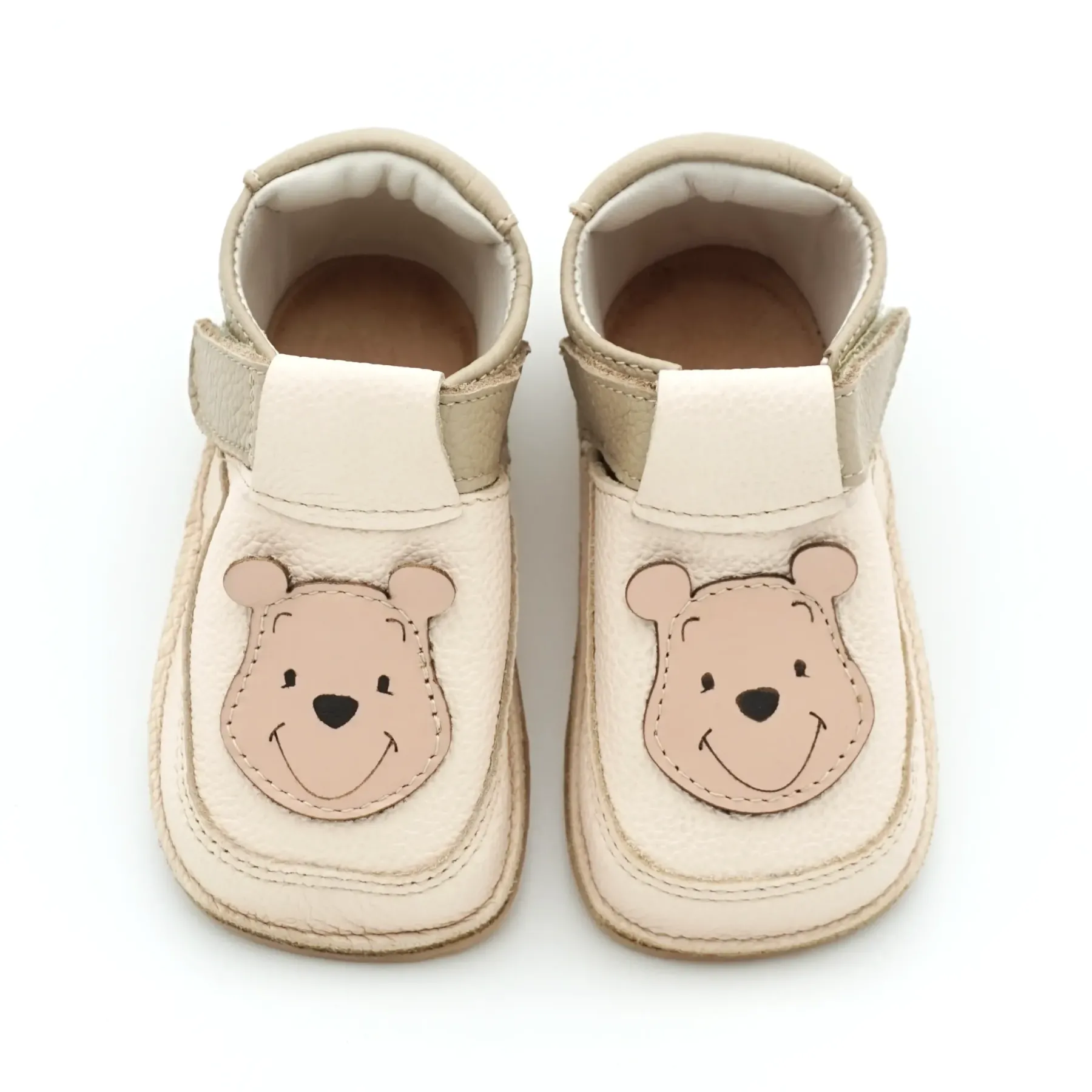 Papucei Pantofi Barefoot Primii Pasi bebe copii baieti fete maro crem ursulet winnie pooh Papucei Pantofi Barefoot Primii Pasi bebe copii baieti fete maro crem ursulet winnie pooh