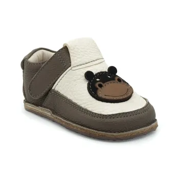 Papucei Pantofi Barefoot Primii Pasi bebe copii baieti fete maro crem hipopotam