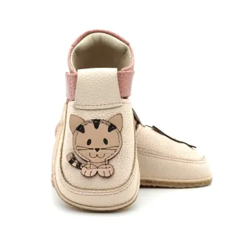 Papucei Primii Pasi Pantofi Barefoot bebe copii fete roz pisica incaltamine bebelusi