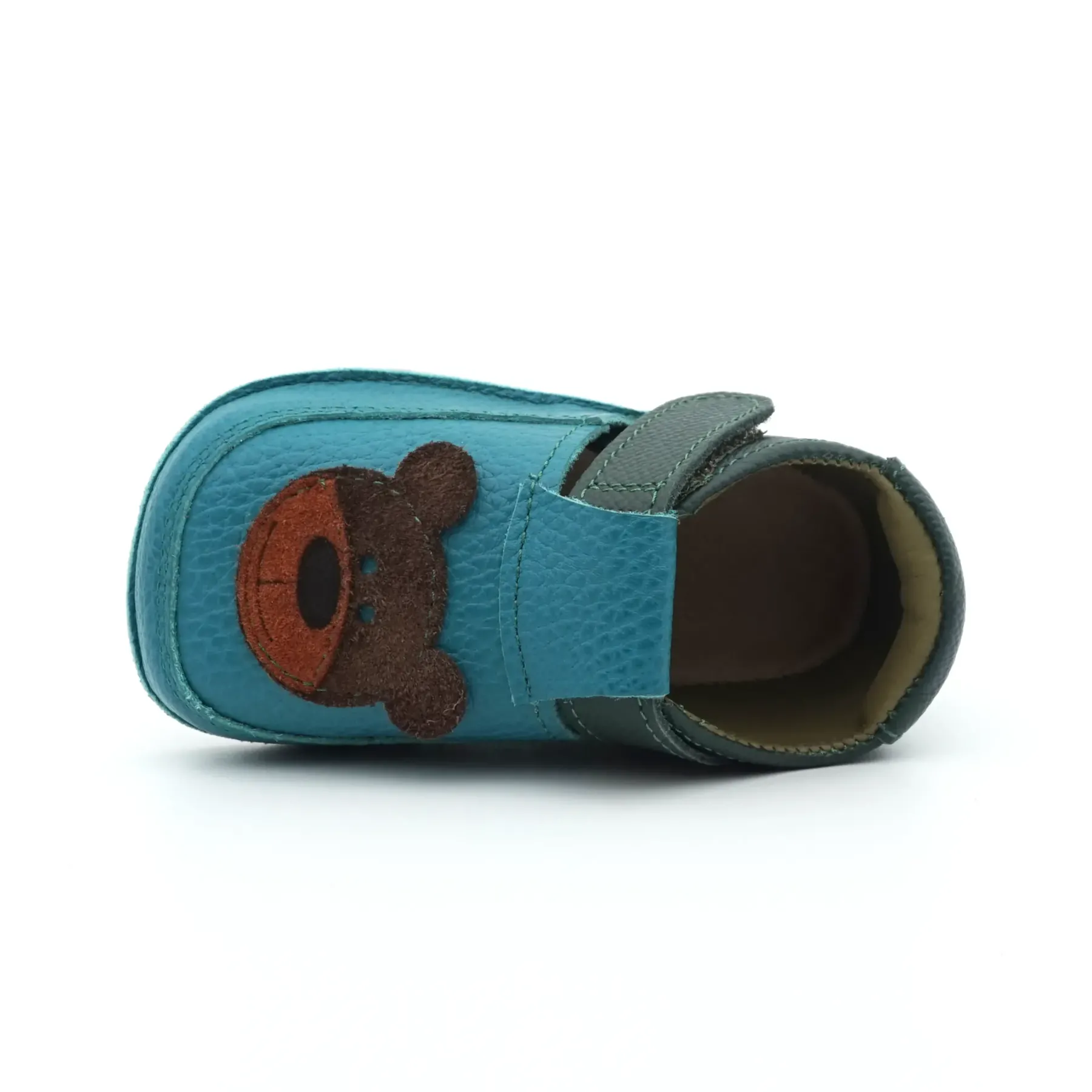 Papucei Primii Pasi Barefoot bebe copii baieti verde ursulet incaltamine bebelusi piele naturala talpa flexibila Papucei Primii Pasi Barefoot bebe copii baieti verde ursulet incaltamine bebelusi piele naturala talpa flexibila