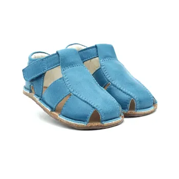 Sandale bebelusi, sandale primii pasi barefoot sandale copii baieti piele naturala albastru tipitoe