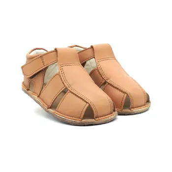 Sandale bebelusi, sandale primii pasi barefoot sandale copii baieti fete piele naturala maro tipitoe