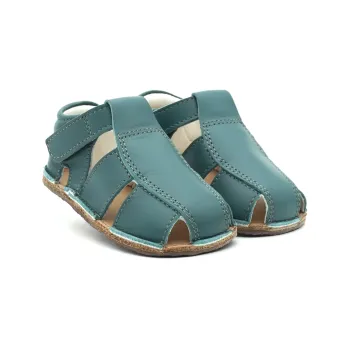 Sandale bebelusi, sandale primii pasi barefoot sandale copii baieti piele naturala verde tipitoe