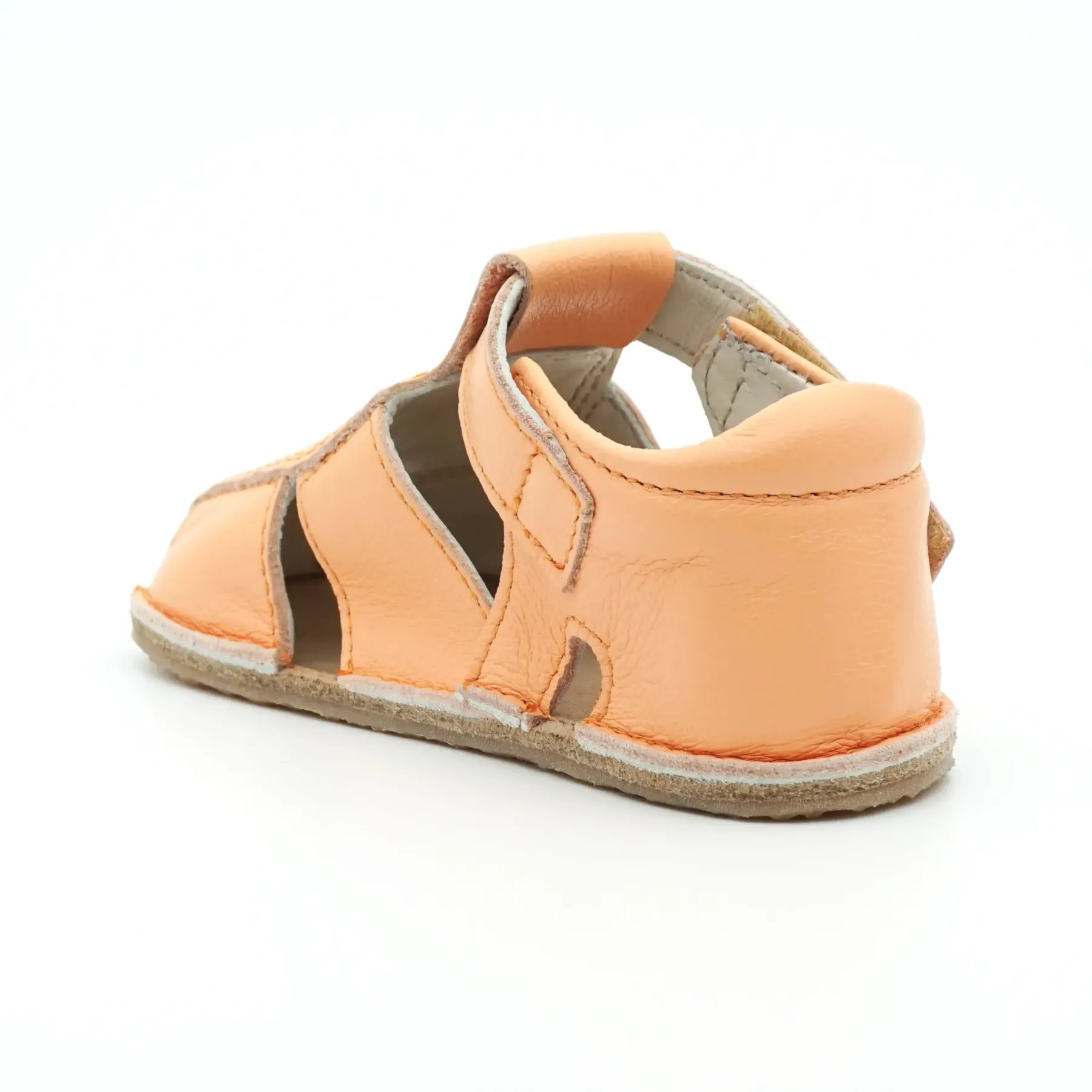 Sandale bebelusi, sandale primii pasi barefoot sandale copii fete piele naturala orange portocaliu tipitoe Sandale bebelusi, sandale primii pasi barefoot sandale copii fete piele naturala orange portocaliu tipitoe