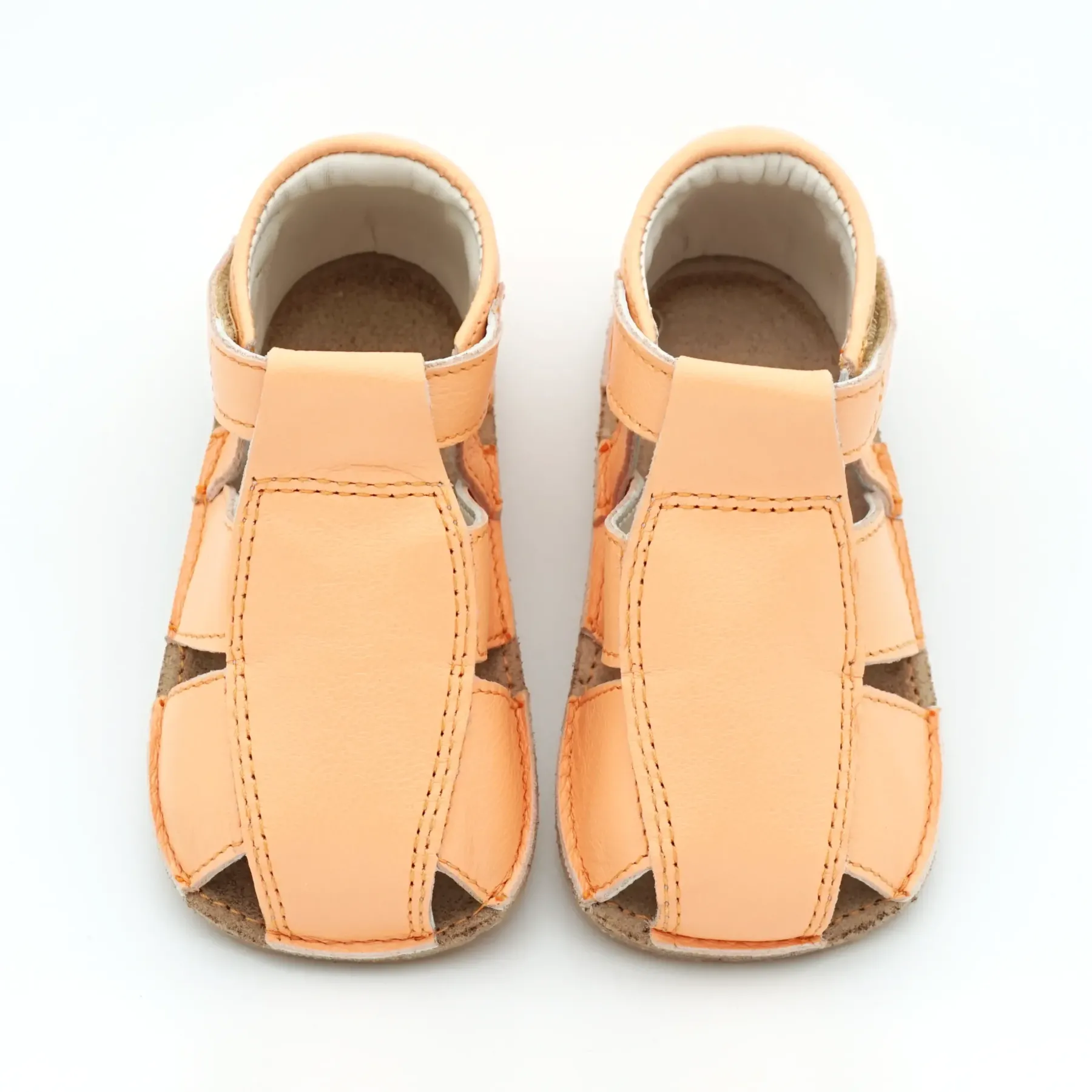 Sandale bebelusi, sandale primii pasi barefoot sandale copii fete piele naturala orange portocaliu tipitoe Sandale bebelusi, sandale primii pasi barefoot sandale copii fete piele naturala orange portocaliu tipitoe