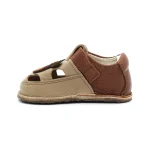 Sandalute bebelusi, sandale copii, sandale barefoot primii pasi bebe copii papucei baieti fete maro crem ursulet