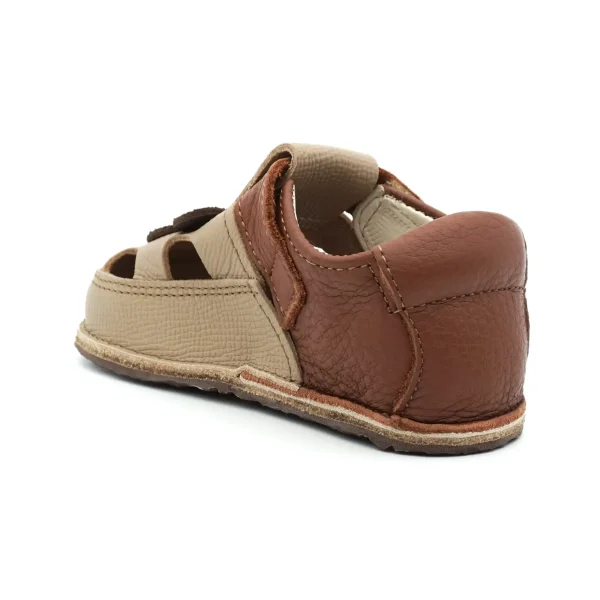 Sandalute bebelusi, sandale copii, sandale barefoot primii pasi bebe copii papucei baieti fete maro crem ursulet