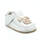 Papucei Primii Pasi Pantofi Barefoot bebe fete talpa flexibila piele naturala Alb Iepuras incaltaminte bebelusi