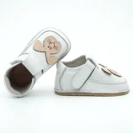 Papucei Primii Pasi Pantofi Barefoot bebe fete talpa flexibila piele naturala Alb Iepuras incaltaminte bebelusi