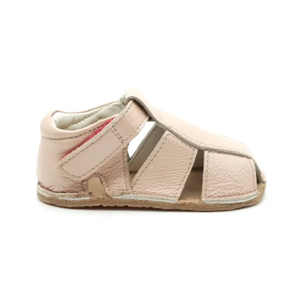 Sandale bebelusi, sandale primii pasi barefoot sandale copii fete, piele naturala, talpa flexibila, bej perlat