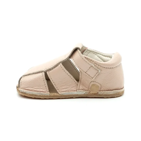 Sandale bebelusi, sandale primii pasi barefoot sandale copii fete, piele naturala, talpa flexibila, bej perlat