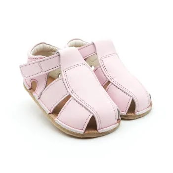 Sandale bebelusi, sandale primii pasi barefoot sandale copii fete, piele naturala, talpa flexibila, roz pudra