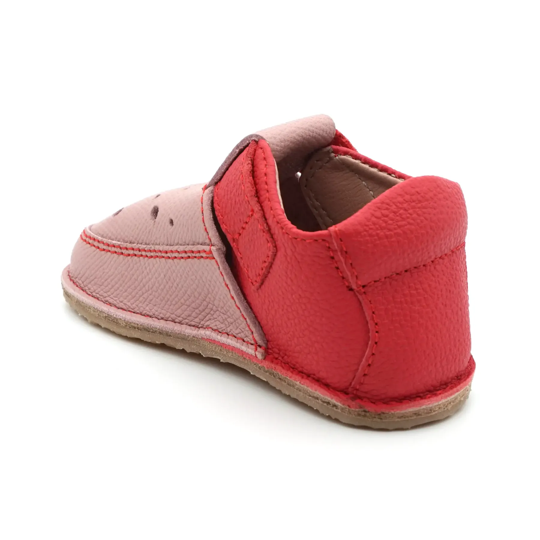 Papucei primii pasi fete barefoot piele naturala talpa flexibila, bubble roz rosu Papucei primii pasi fete barefoot piele naturala talpa flexibila, bubble roz rosu