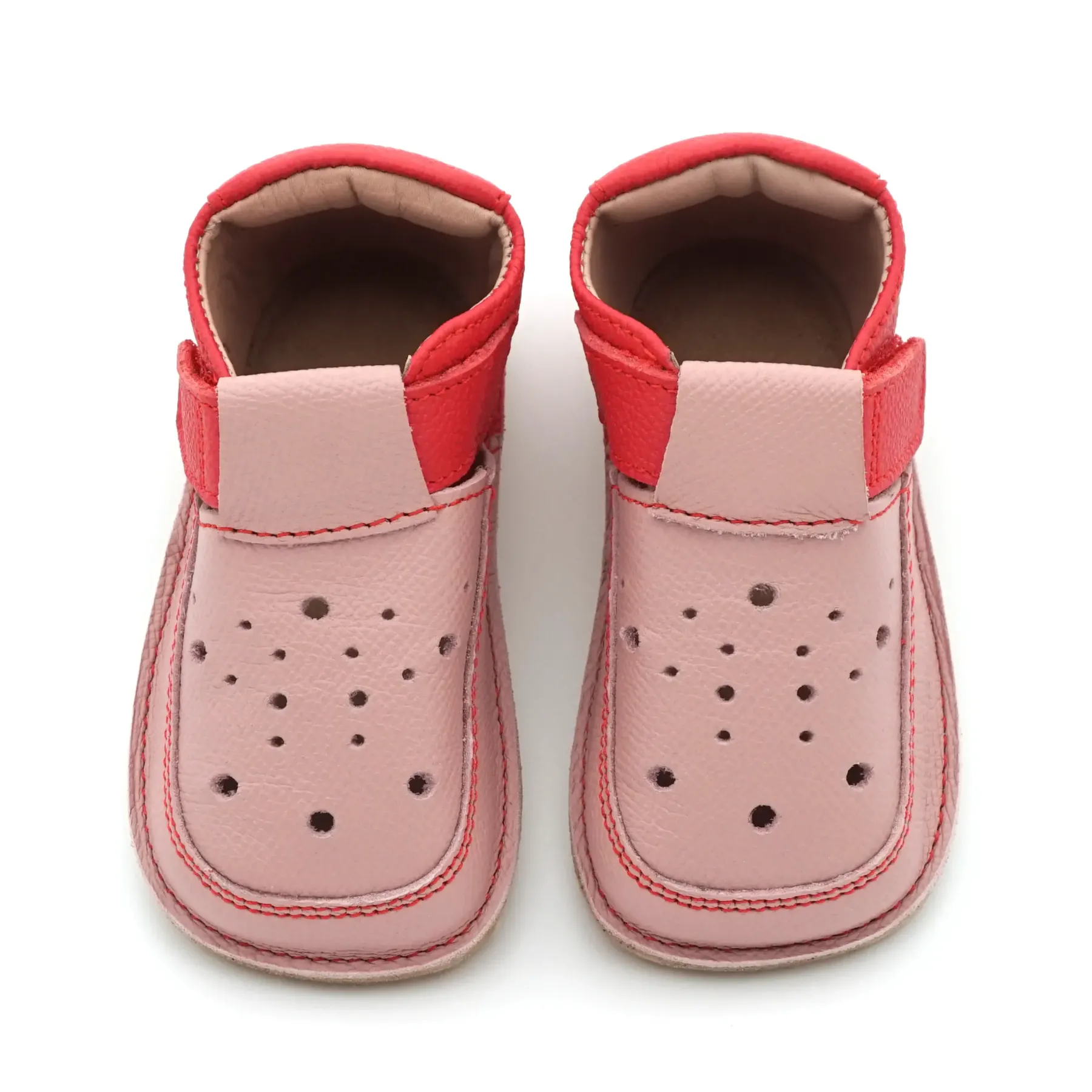 Papucei primii pasi fete barefoot piele naturala talpa flexibila, bubble roz rosu Papucei primii pasi fete barefoot piele naturala talpa flexibila, bubble roz rosu