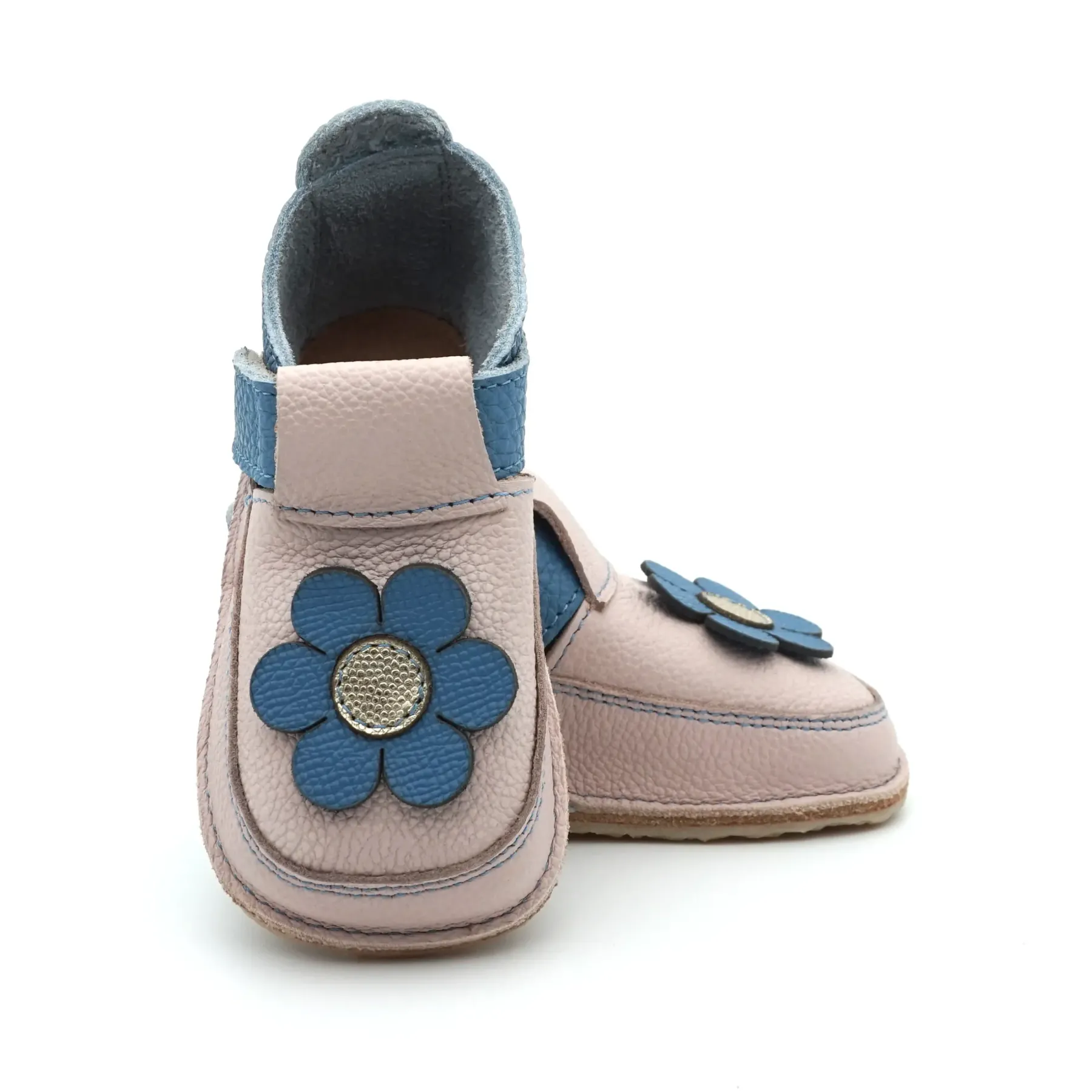 Papucei primii pasi fete, barefoot, piele naturala, talpa flexibila, albastru gri, fluturas Papucei primii pasi fete, barefoot, piele naturala, talpa flexibila, albastru gri, fluturas