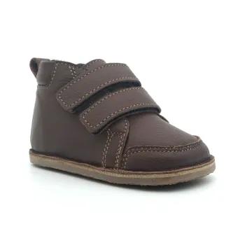 Ghete copii primii pasi imblanite, barefoot, piele naturala, baieti si fete, maro ciocolata, iarna toamna