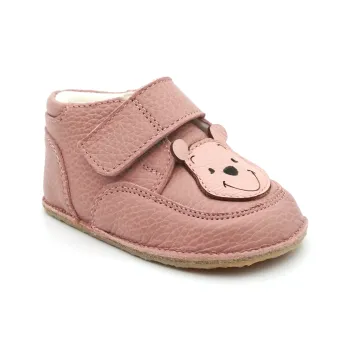 Ghete copii primii pasi barefoot fete bebelusi piele naturala talpa flexibila roz winnie