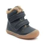 Ghete primii pasi imblanite, piele naturala, blana moale, talpa flexibila, albastru, Weestep, Spania
