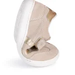 Pantofi fete barefoot copii si bebelusi, papucei primii pasi bebelusi, piele naturala, talpa flexibila, incaltaminte copii, Chetto bej