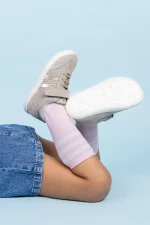 Pantofi fete barefoot copii si bebelusi, papucei primii pasi bebelusi, piele naturala, talpa flexibila, incaltaminte copii, Chetto bej