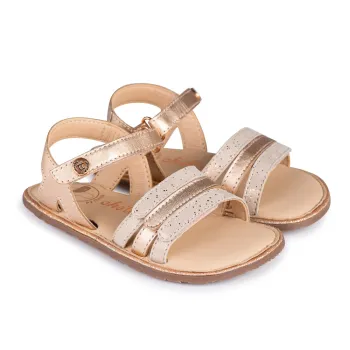 Sandale barefoot copii, fete, piele naturala, auriu, talpa flexibila, Chetto, elegante