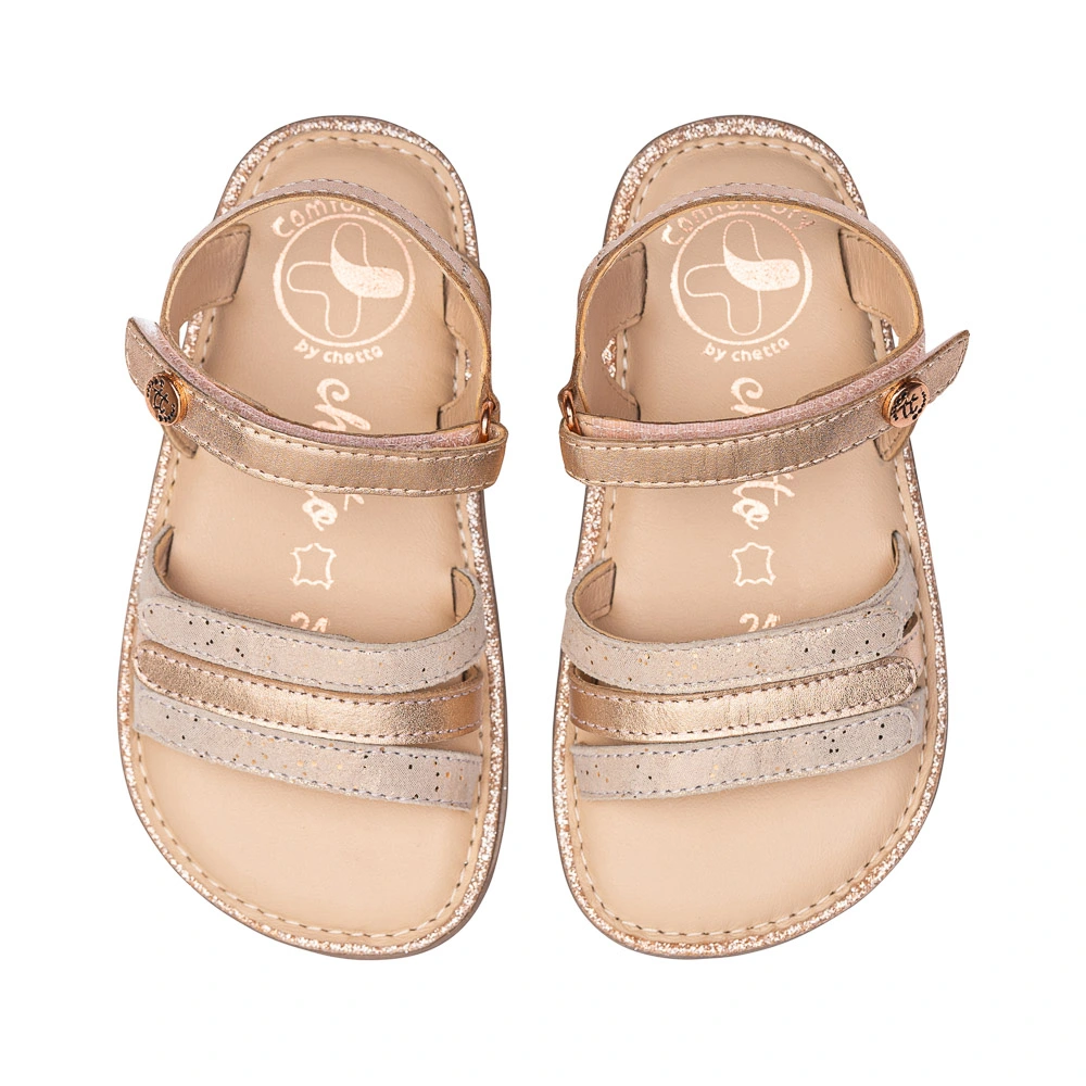 Sandale barefoot copii, fete, piele naturala, auriu, talpa flexibila, Chetto, elegante Sandale barefoot copii, fete, piele naturala, auriu, talpa flexibila, Chetto, elegante