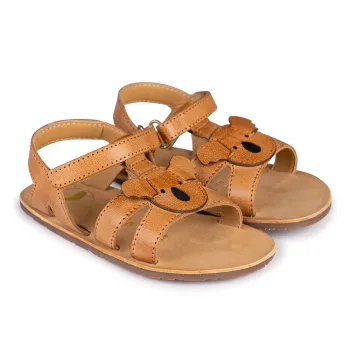 Sandale barefoot copii, piele naturala, fete baieti, maro, talpa flexibila, Chetto, koala