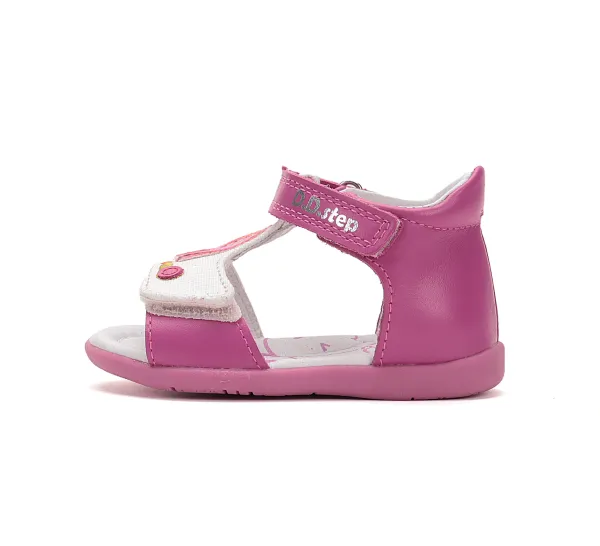 Sandale bebelusi, primii pasi, fete, piele naturala, talpa flexibila, roz, DD Step