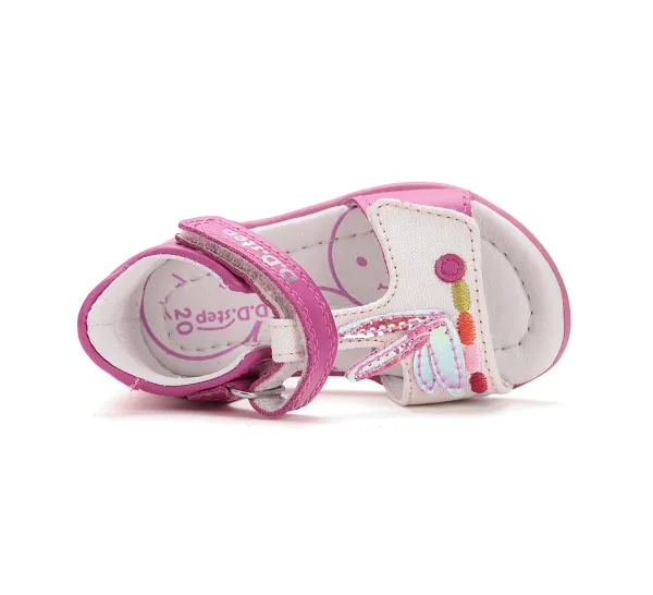 Sandale bebelusi, primii pasi, fete, piele naturala, talpa flexibila, roz, DD Step