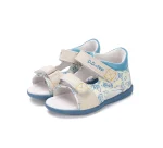 Sandale bebelusi, primii pasi, baieti, piele naturala, talpa flexibila, alb albastru, xbox, playstation, DD Step