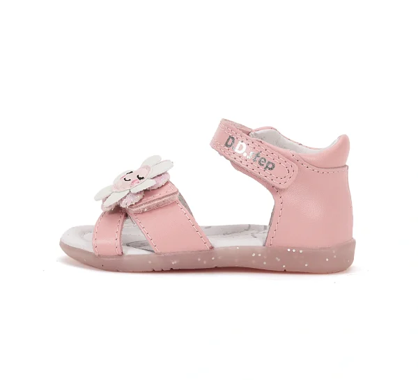 Sandale bebelusi copii, primii pasi, fete, piele naturala, inchidere velcro D.D.Step, roz floare