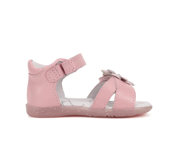 Sandale bebelusi copii, primii pasi, fete, piele naturala, inchidere velcro D.D.Step, roz floare