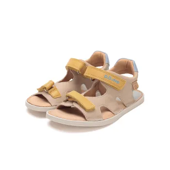 Sandale copii, barefoot primii pasi, baieti, piele naturala, talpa flexibila, crem, DD Step