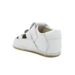 Sandale bebelusi si copii, baieti, primii pasi, barefoot, piele naturala, talpa flexibila, ursulet Baloo, alb