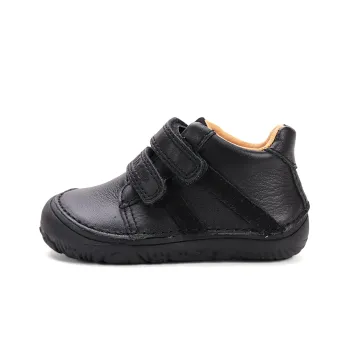 DD Step Pantofi primii pasi barefoot, baieti, piele naturala, talpa flexibila, negru