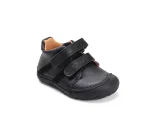 DD Step Pantofi primii pasi barefoot, baieti, piele naturala, talpa flexibila, negru