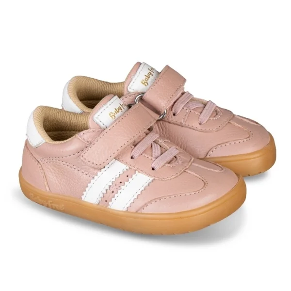 Chetto pantofi primii pasi barefoot, adidasi copii fete, piele naturala, talpa flexibila, inchidere scai, roz