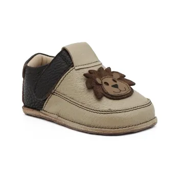 Pantofi primii pasi, barefoot, piele naturala, talpa flexibila – Bej Maro, Leu