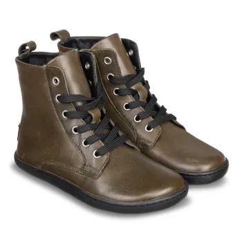 Cizme barefoot, captusite, piele naturala, kaki, Chetto