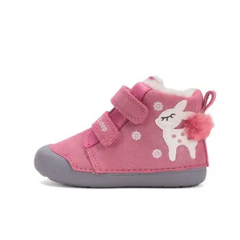 Ghete imblanite fete, primii pasi, talpa flexibila, piele naturala, DD Step, roz, Bamby